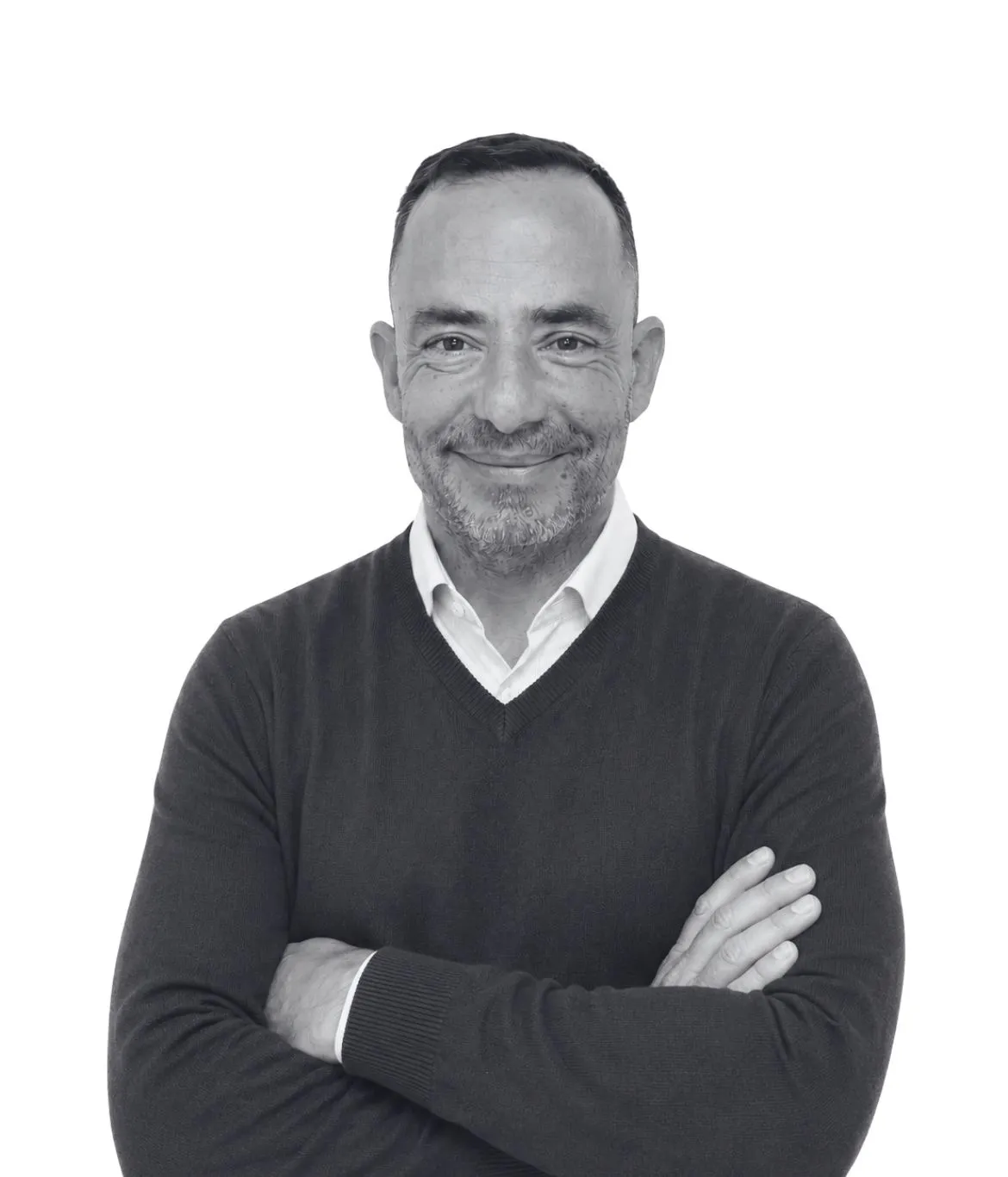 Alejandro Tellería, fundador de mkpro, retrato en blanco y negro